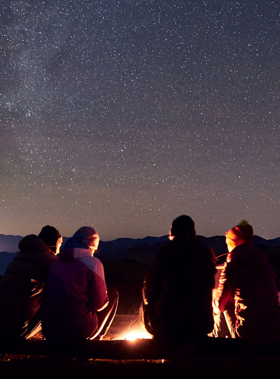 Friends around Campfire